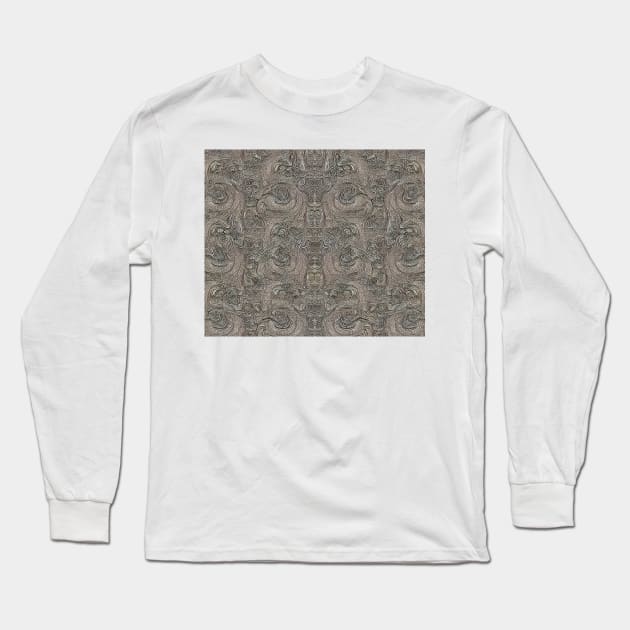 Grayscale Aesthetic Fractal Swirls - Black and White Abstract Artwork Long Sleeve T-Shirt by BubbleMench